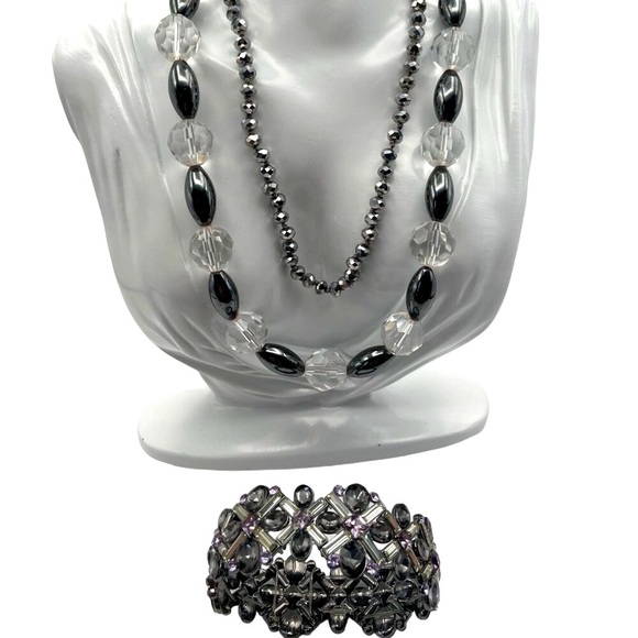 Vintage Beaded Necklace & Rhinestone Bracelet Set - Picture 1 of 8